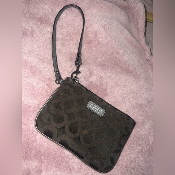 Coach brown wristlet wallet small wristlet coach brand wallet pouch wristlet - Picture 3 of 8